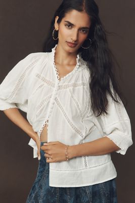 By Anthropologie Puff-Sleeve Victorian Blouse
