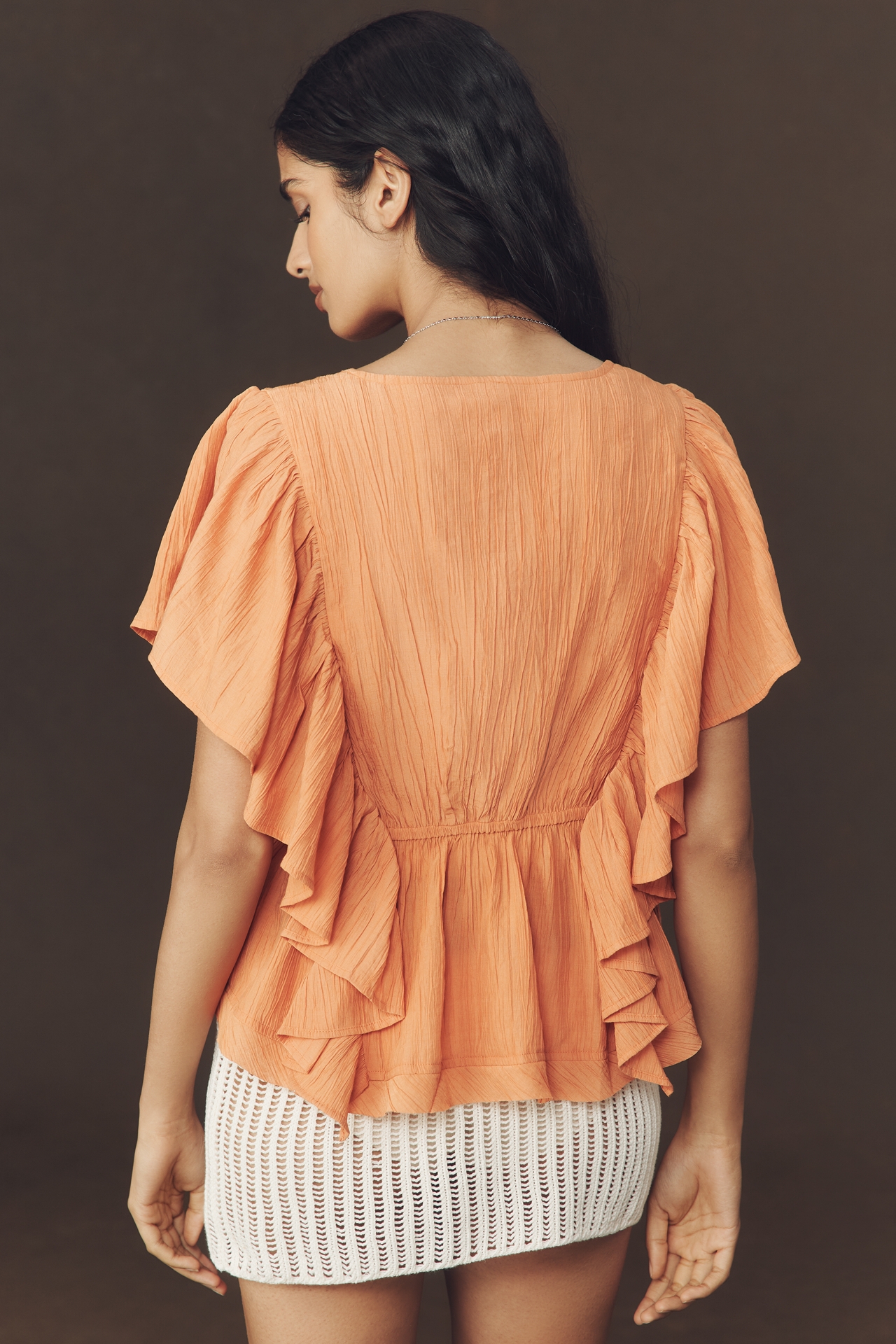 By Anthropologie Flutter-Sleeve Blouse