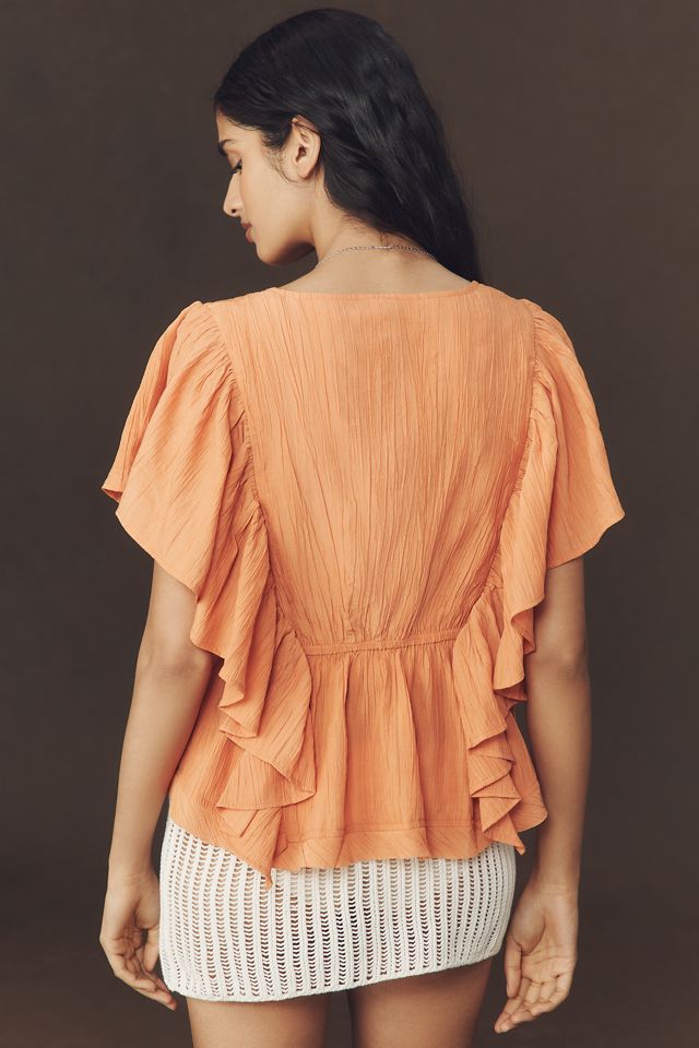 By Anthropologie Flutter-Sleeve Blouse #1