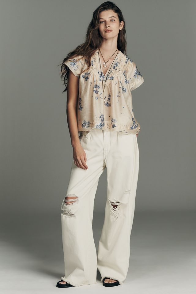 By Anthropologie Smocked Yoke Blouse #2