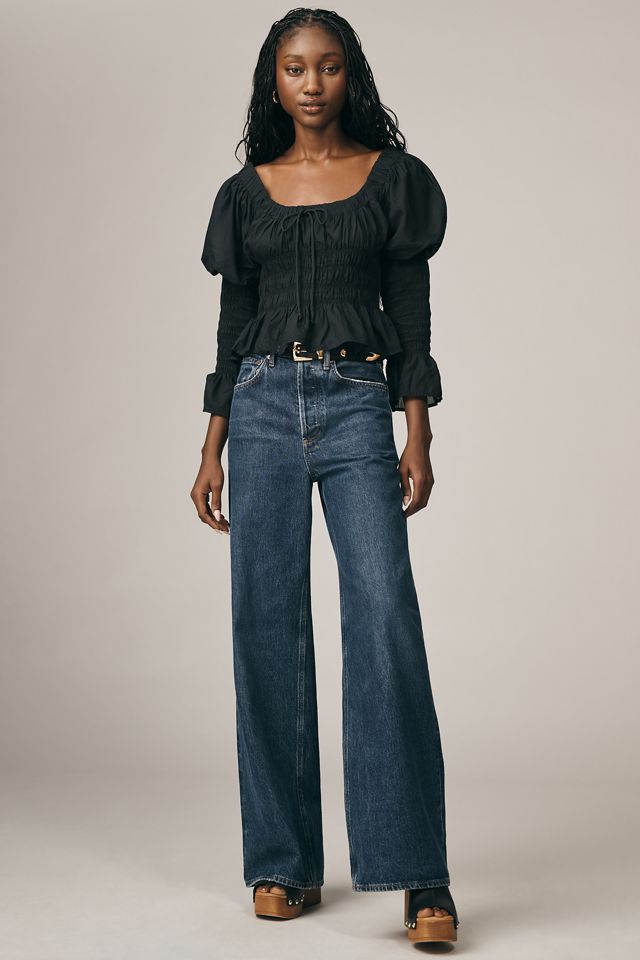 By Anthropologie Long-Sleeve Smocked Babydoll Top #3