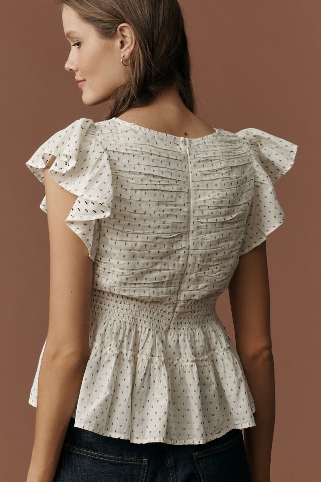 By Anthropologie Flutter-Sleeve Blouse #1