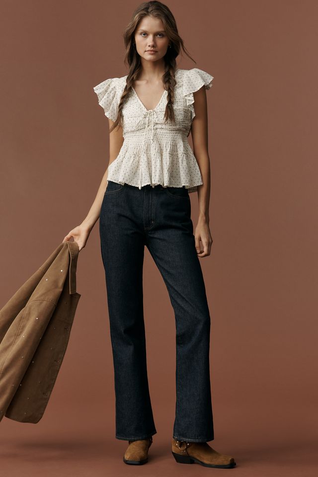 By Anthropologie Flutter-Sleeve Blouse #2