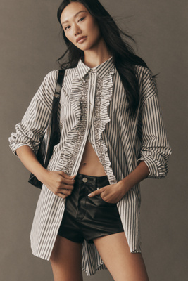 Pilcro Crystal-embellished Relaxed Buttondown Shirt In Multi