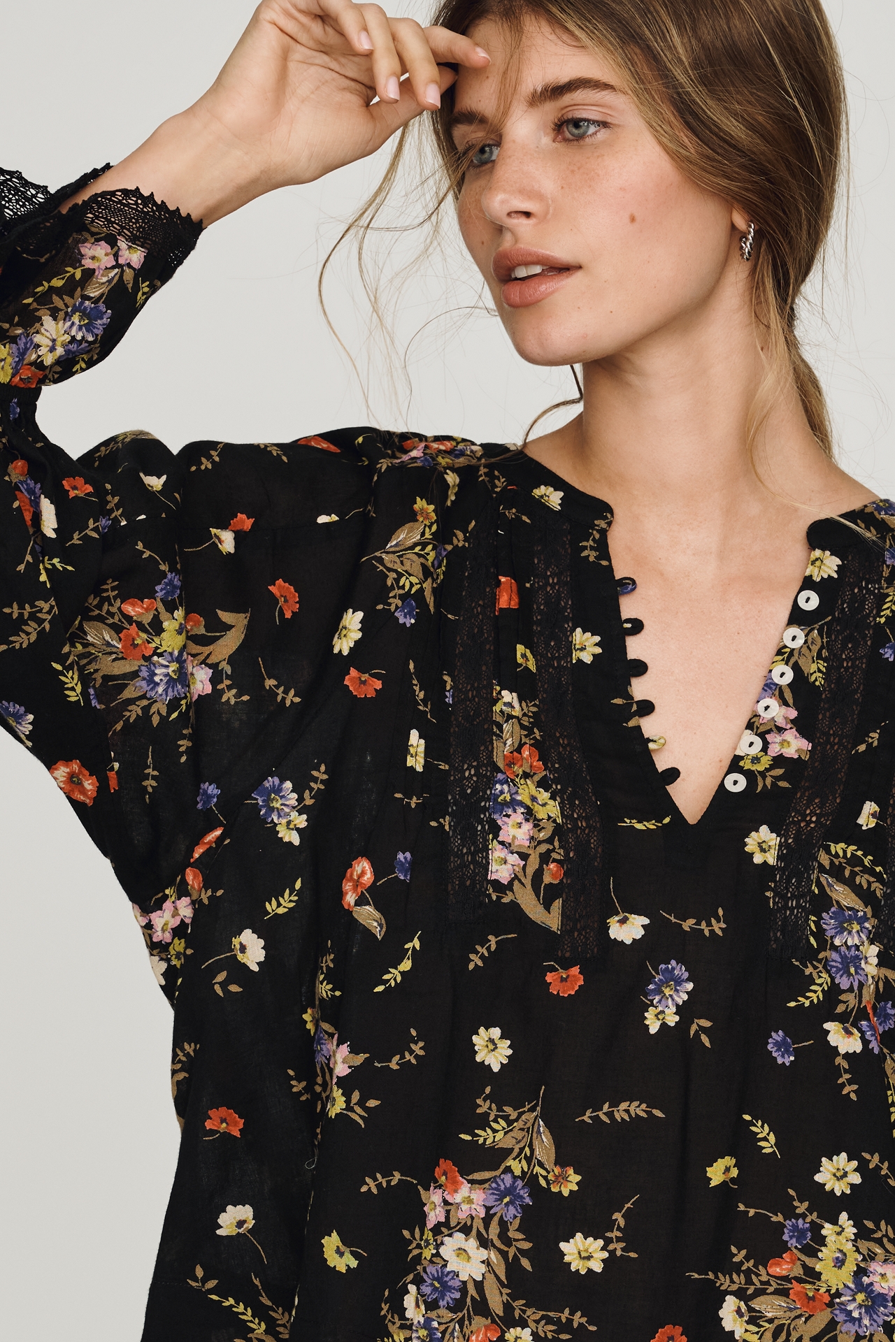 Trina Pintuck Long-Sleeve Swing Top