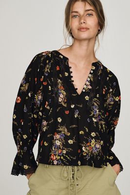 Trina Pintuck Long-Sleeve Swing Top
