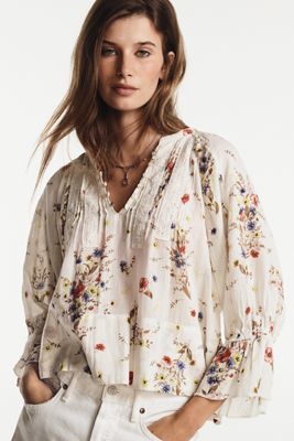 Trina Pintuck Long-Sleeve Swing Top