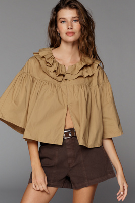 Maeve Ruffle Collar Swing Top | Anthropologie