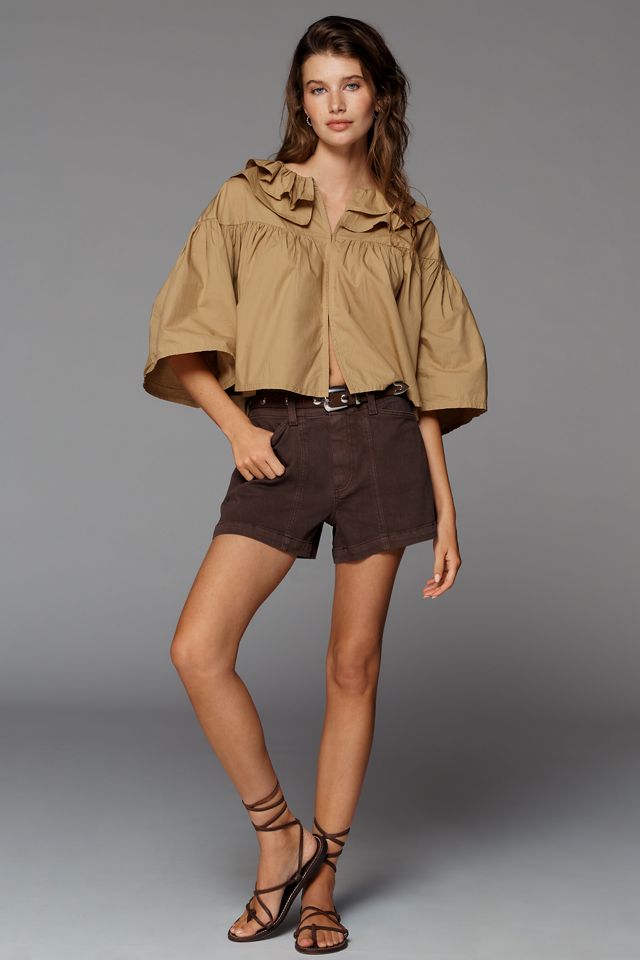 Maeve Ruffle Collar Swing Top | Anthropologie