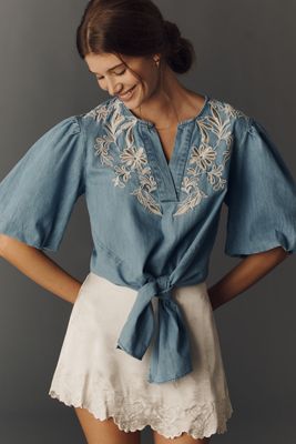Mare Mare Lace Inset Long-Sleeve Blouse | Anthropologie