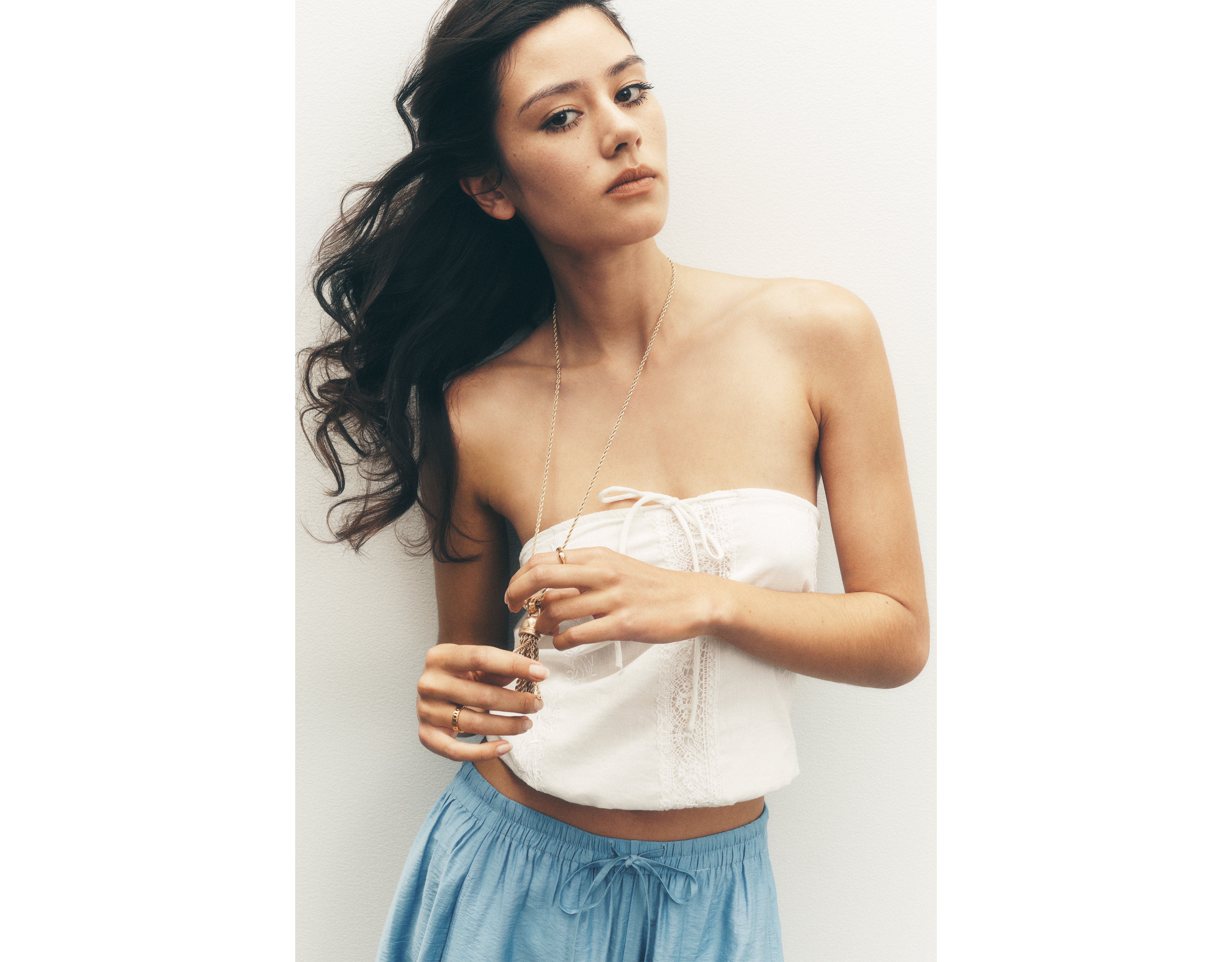 By Anthropologie 100% Cotton Bubble-Hem Tube Top