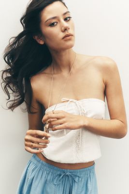 By Anthropologie 100% Cotton Bubble-Hem Tube Top