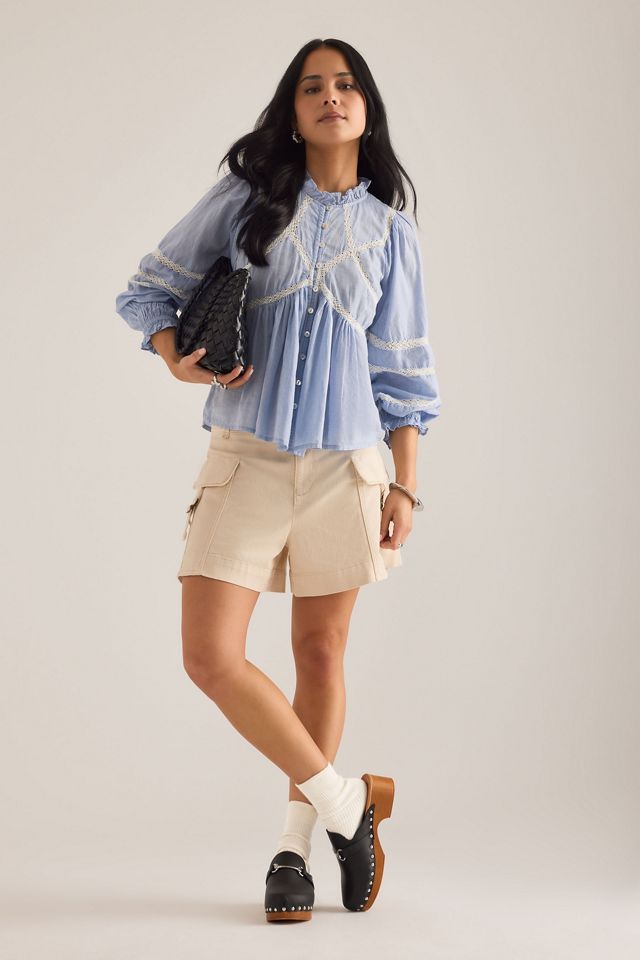 Blouse à col montant avec empiècement en dentelle By Anthropologie #2