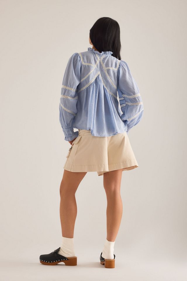Blouse à col montant avec empiècement en dentelle By Anthropologie #1