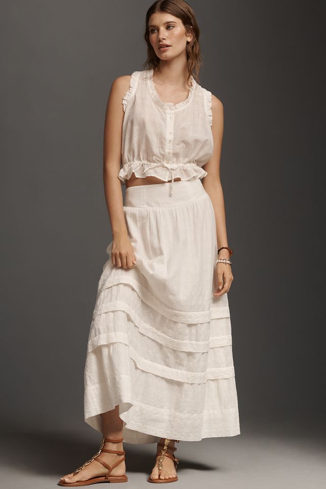 By Anthropologie Sleeveless Mixed Lace Top #2