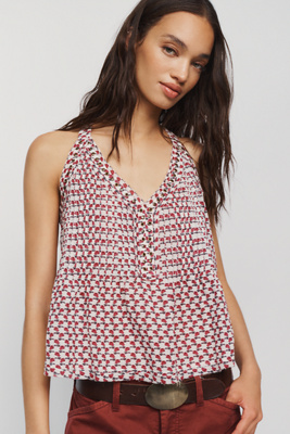 Trina Pintuck Sleeveless Swing Top by Anthropologie