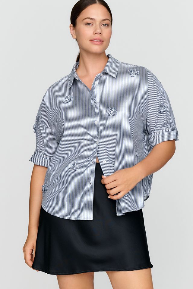 Maeve Mabel 100% Cotton Boxy Oxford Shirt #4