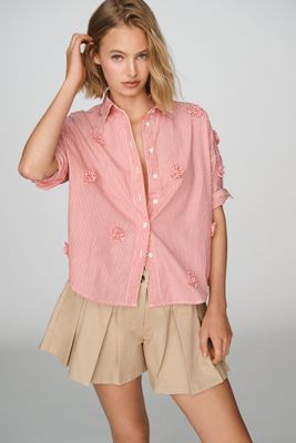 Camicia Oxford Squadrata Mabel con Fiore 3D di Maeve