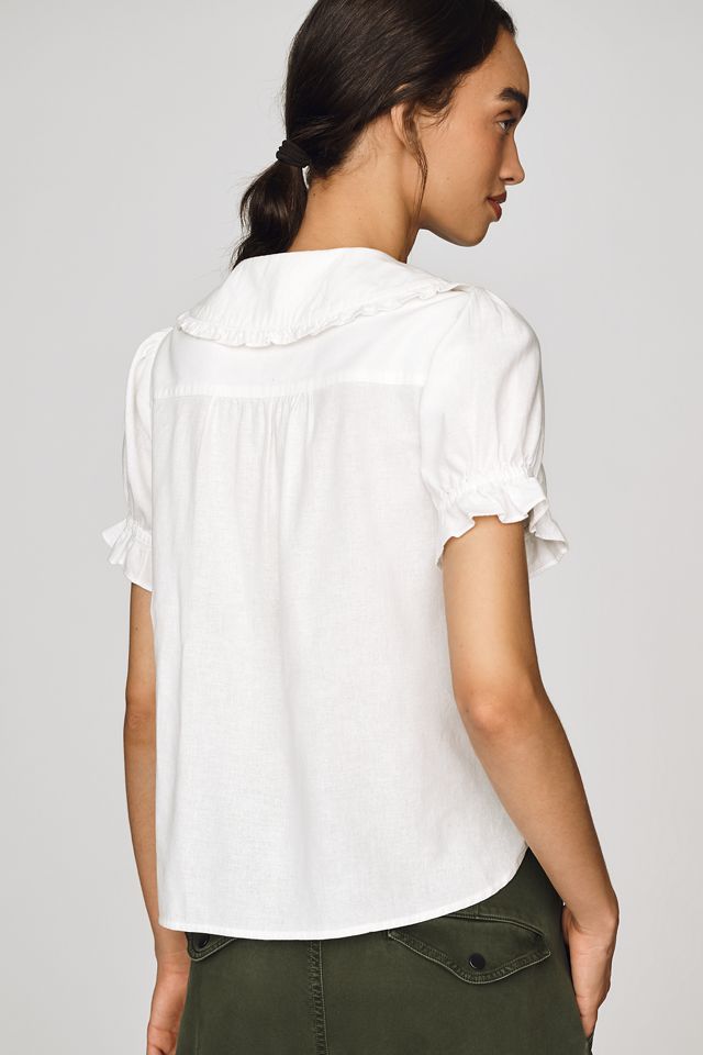 The Keira Collared Button-Front Blouse by Pilcro: Embroidered Edition #1
