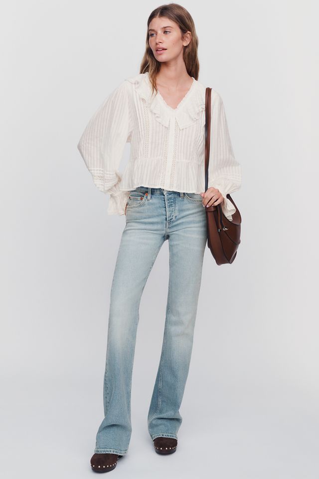 By Anthropologie 100% Cotton Ruffle Blouse #2