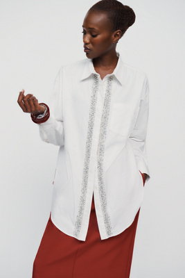 Pilcro 100% Cotton Crystal Placket Buttondown Shirt by Anthropologie