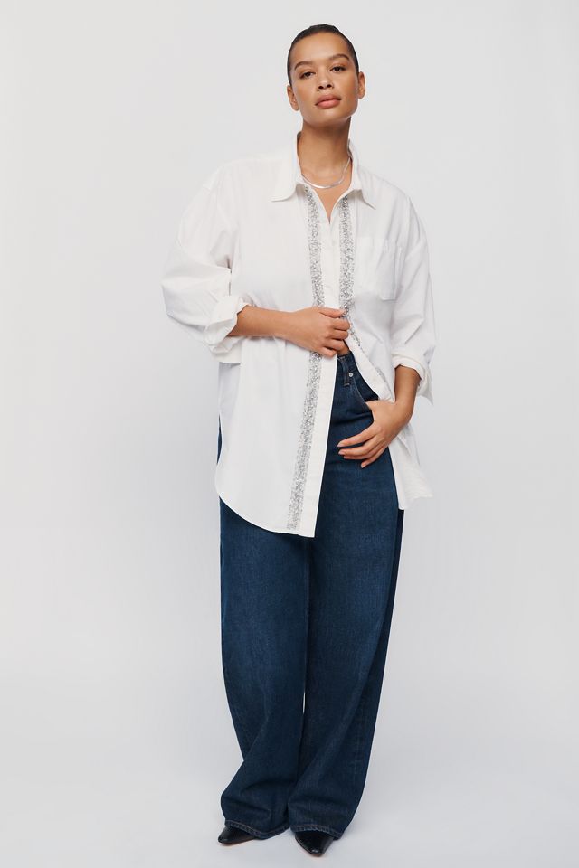 Pilcro 100% Cotton Crystal Placket Buttondown Shirt #6