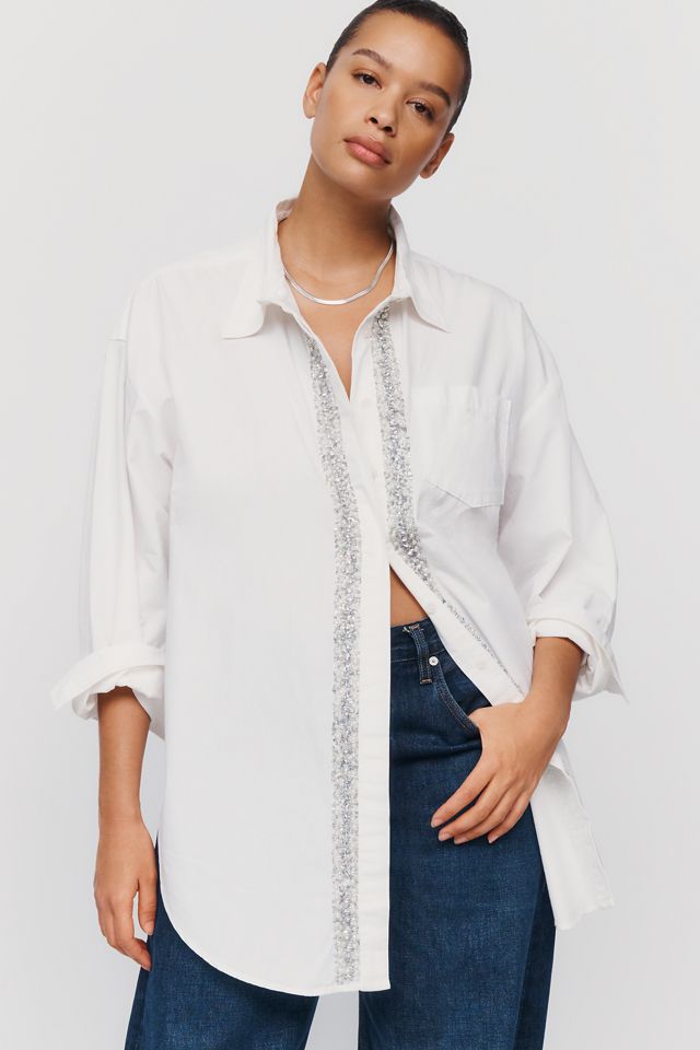 Pilcro 100% Cotton Crystal Placket Buttondown Shirt #4