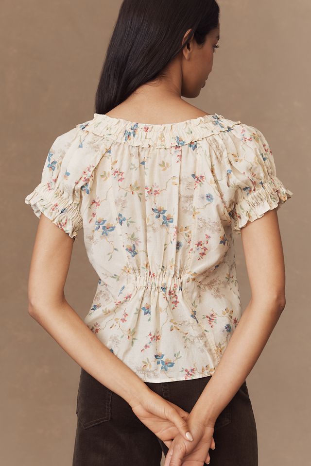 Pilcro Sheer Ruffle Puff-Sleeve Blouse #1