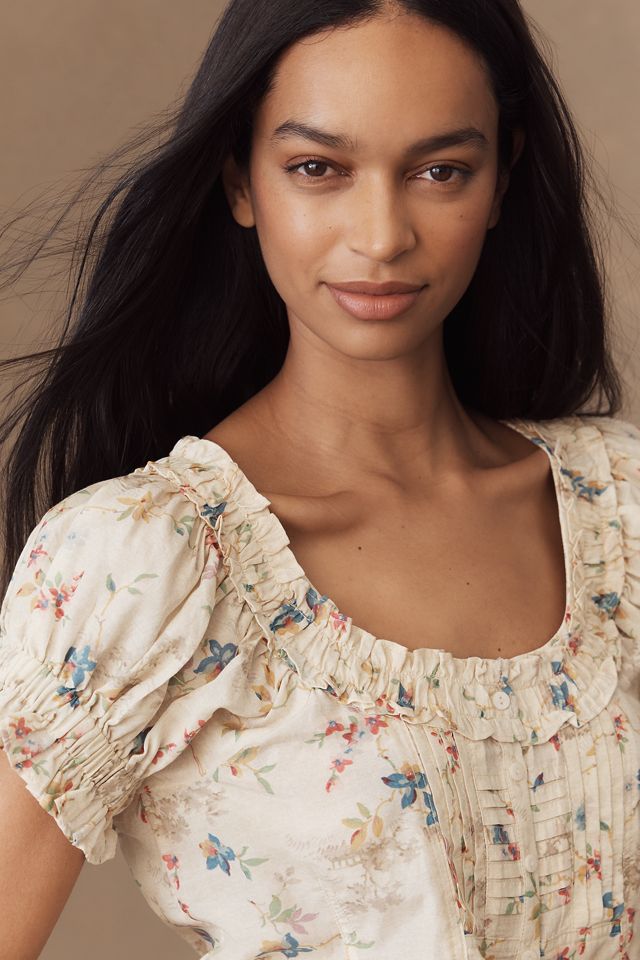 Pilcro Sheer Ruffle Puff-Sleeve Blouse #2