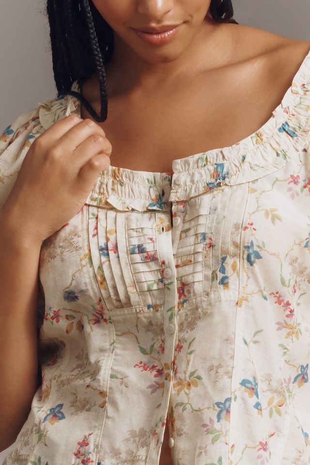 Pilcro Sheer Ruffle Puff-Sleeve Blouse #5
