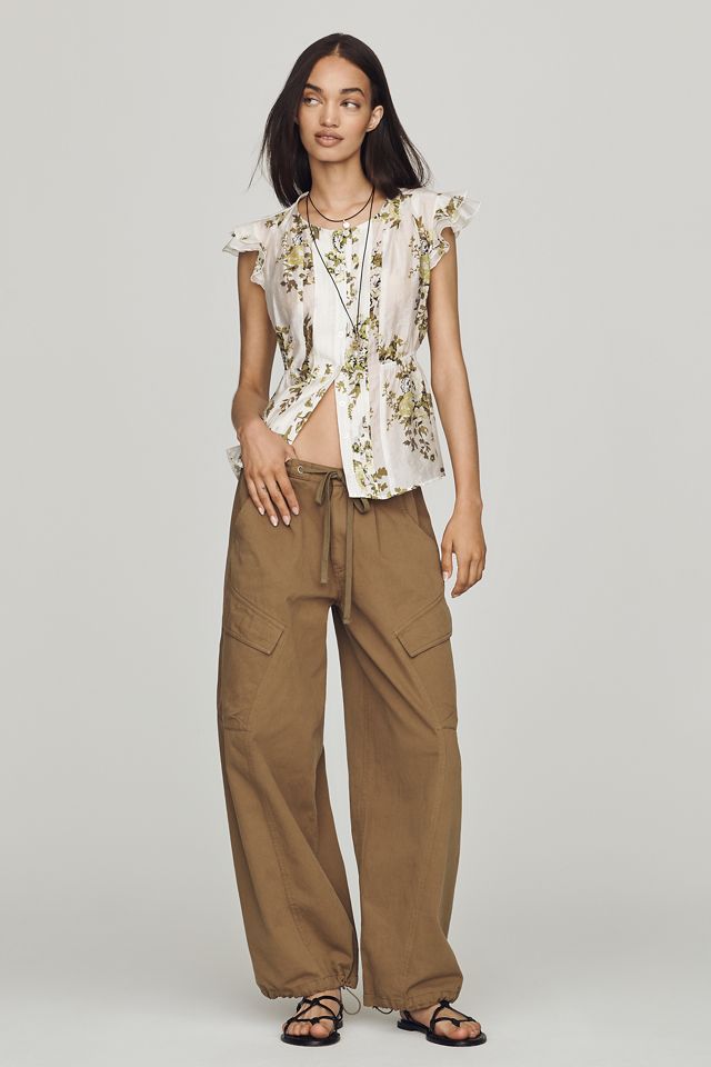 By Anthropologie Flutter-Sleeve Blouse #2