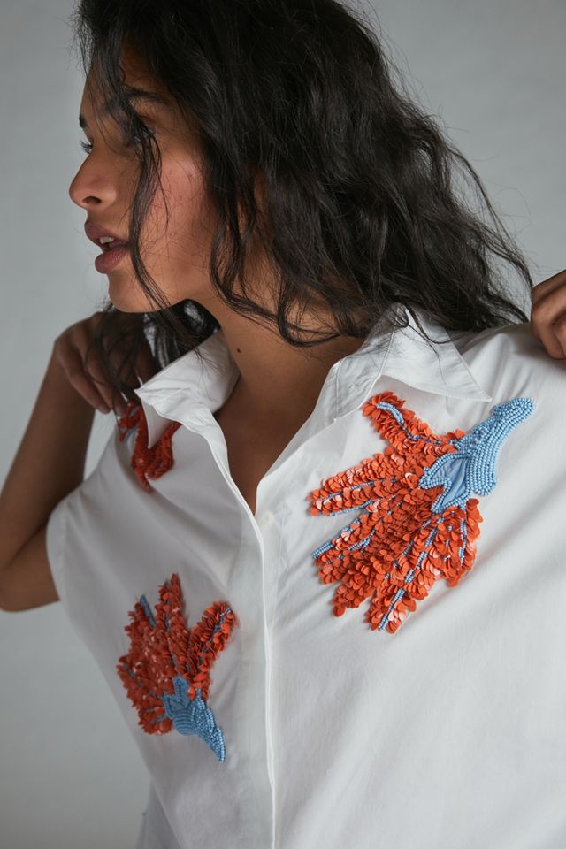 Floral Beaded Buttondown #2