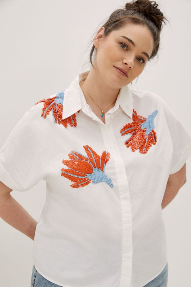 Floral Beaded Buttondown #5