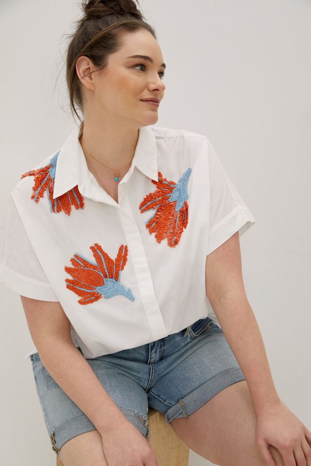 Floral Beaded Buttondown #4