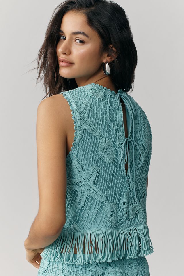 Saylor Norrine Fringe Sleeveless Top | Anthropologie