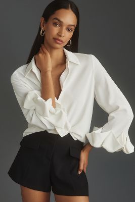 Shop Endless Rose Long-sleeve Bubble Blouse In White