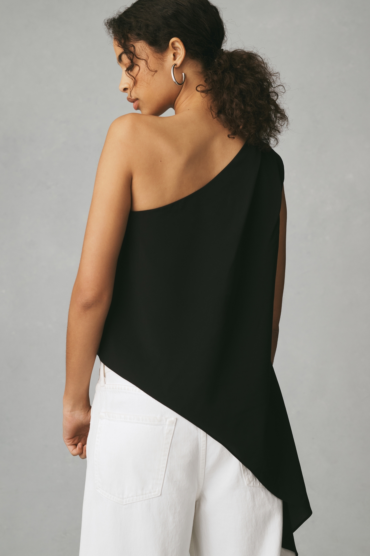 English Factory One-Shoulder Asymmetrical Waterfall Tank