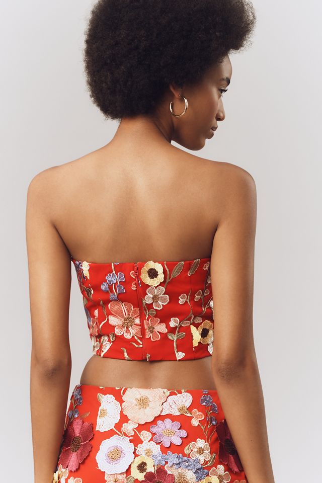 Endless Rose Strapless Embroidered Crop Top #1