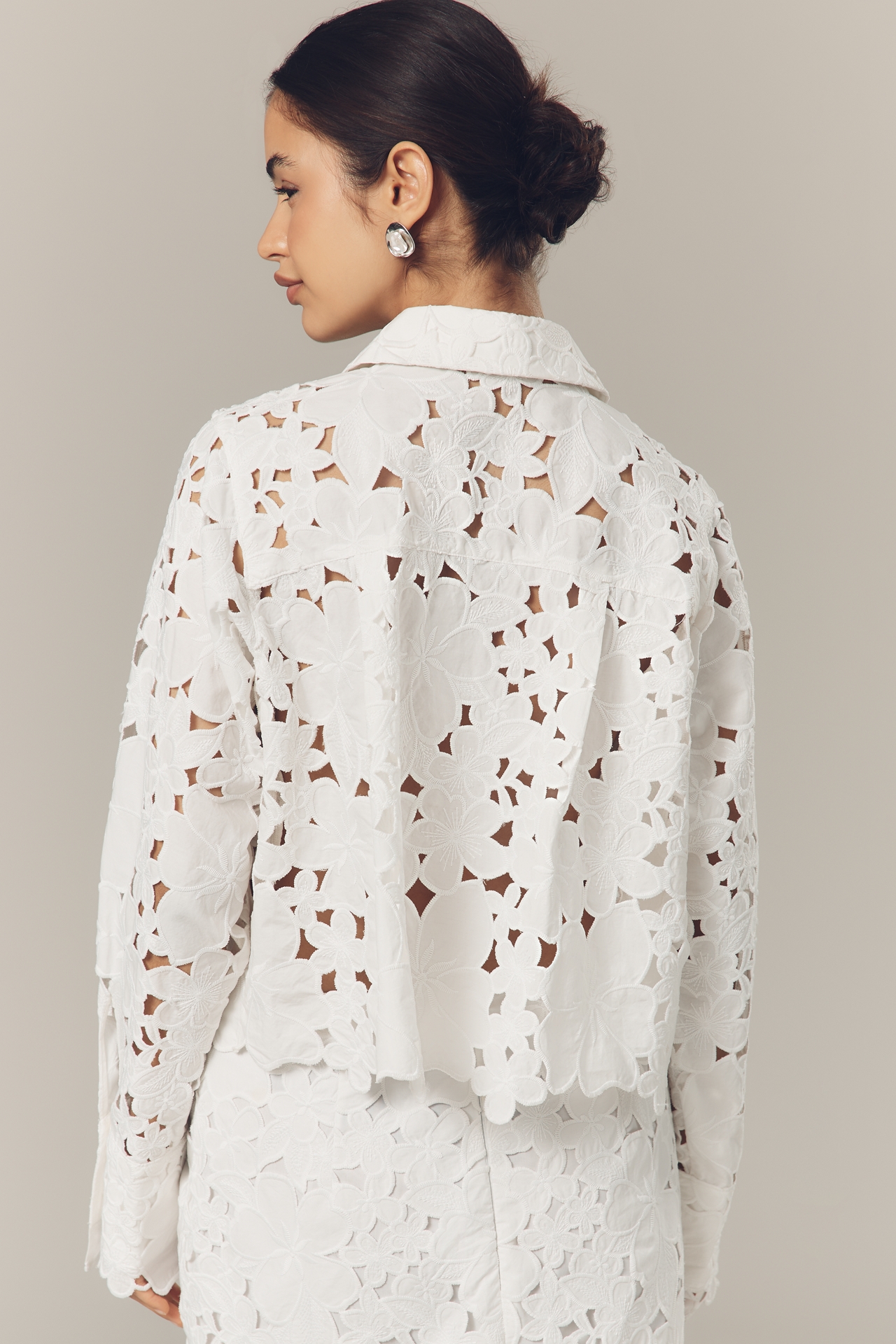 Endless Rose Long-Sleeve Lace Buttondown Blouse