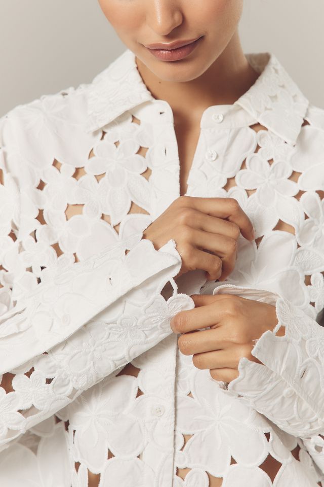 Endless Rose Long-Sleeve Lace Buttondown Blouse #3