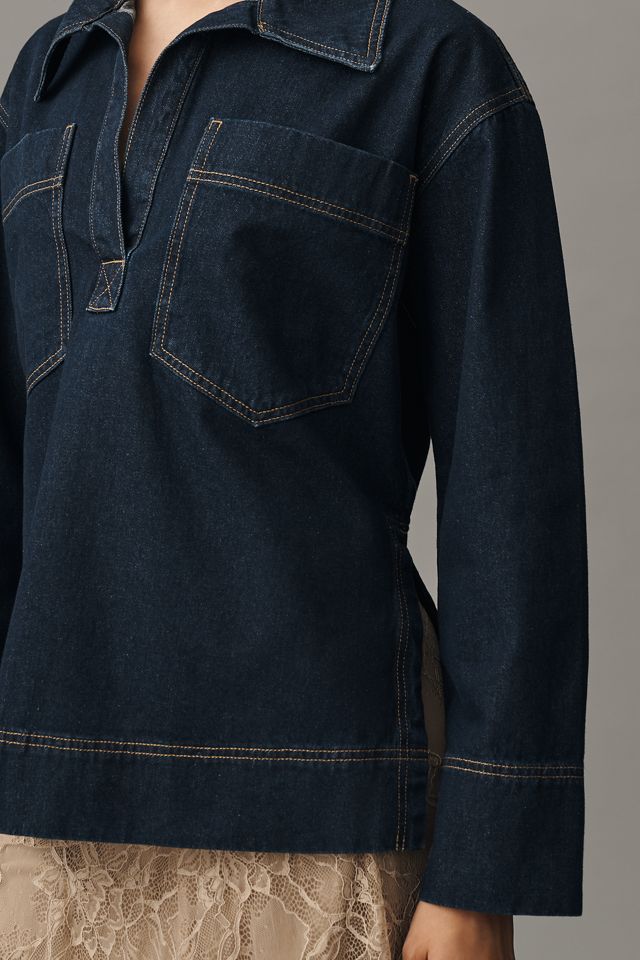 Shona Joy Rita Patch Pocket Denim Blouse #3