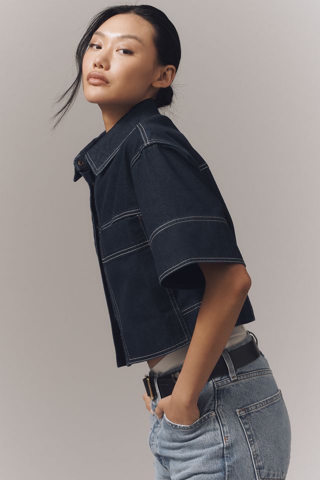 Shona Joy Jaques Cropped Denim Shirt #2