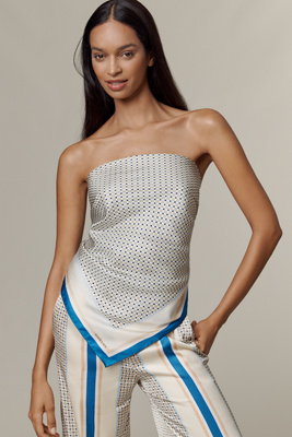 Shona Joy Tyler Silk Scarf Top In Neutral