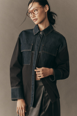 Shona Joy Harden Contrast Shirt Top In Blue