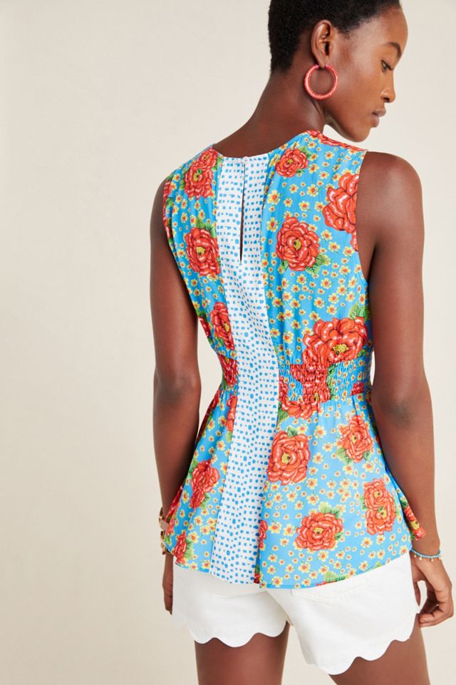 Farm Rio for Anthropologie Zinnia Smocked Blouse #1
