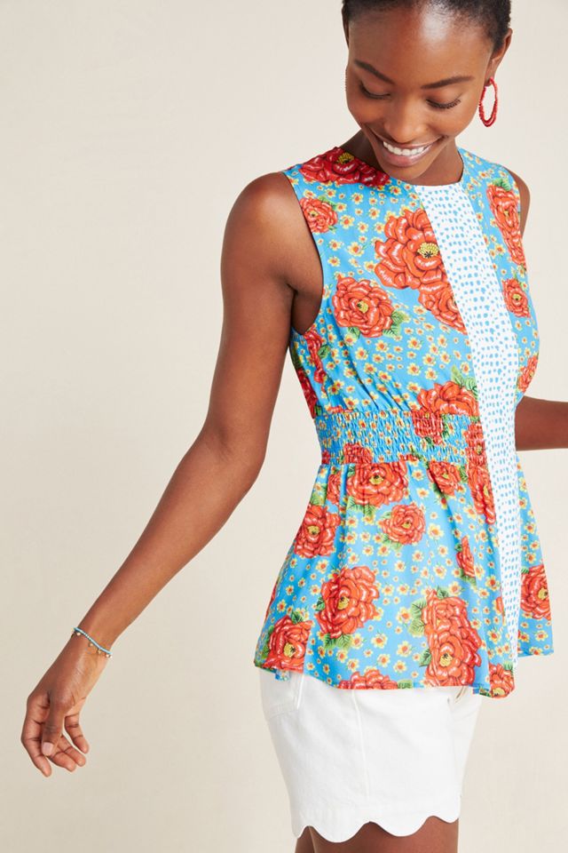 Farm Rio for Anthropologie Zinnia Smocked Blouse #2