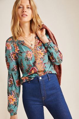 FARM Rio Anthropologie Hestia online Peplum Floral Blouse Medium Style No. 41106382800