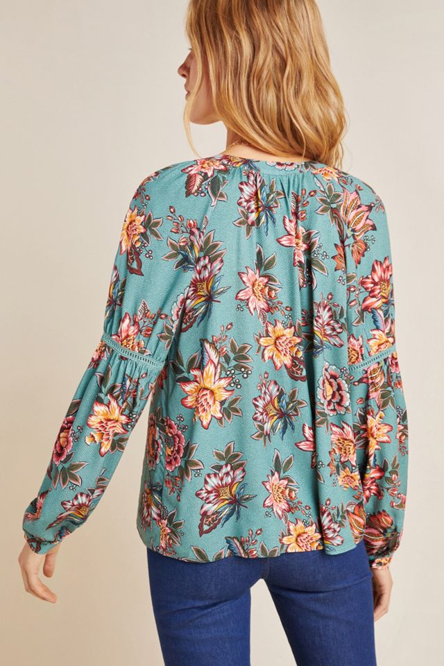Farm Rio Paola Floral Peasant Blouse #1