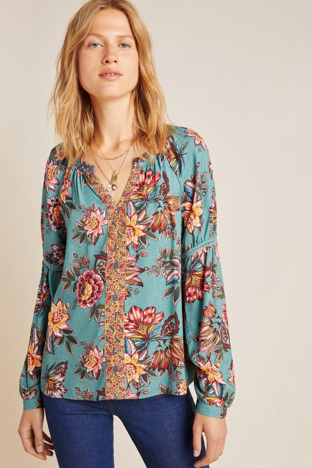 Farm Rio Paola Floral Peasant Blouse #2