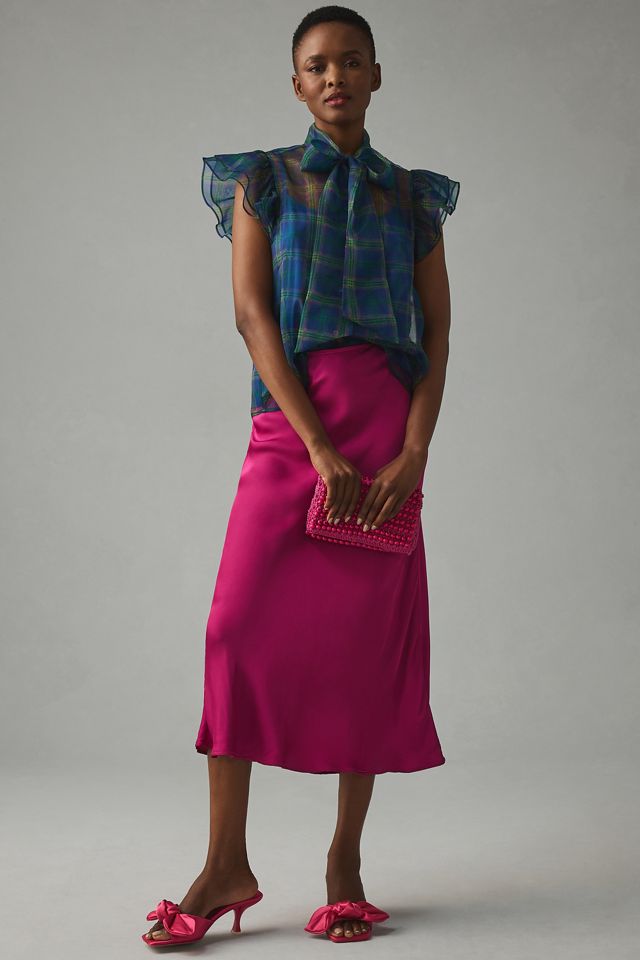 Current Air Sheer Plaid Blouse #3